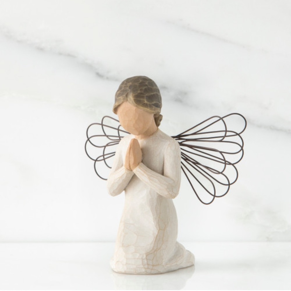 Demdaco Praying Angel Figurine - Cream and Brown